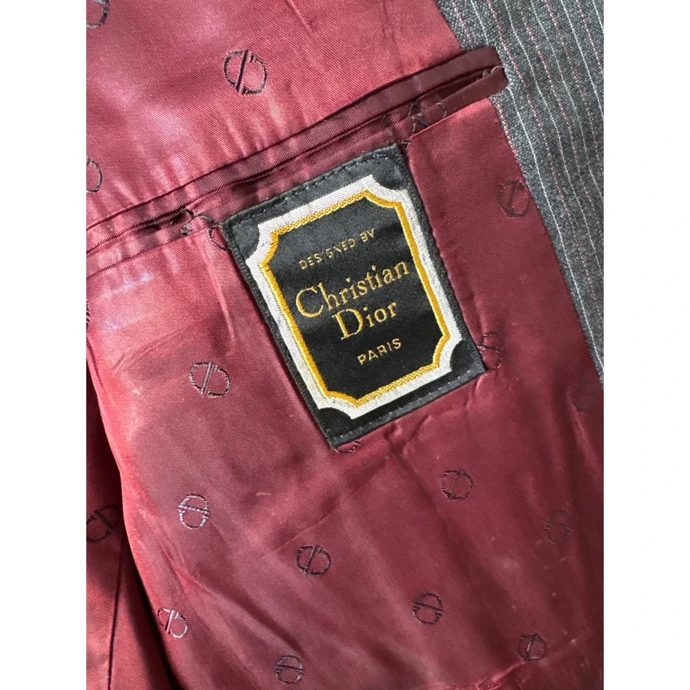 Christian Dior Monsieur Mens Grey Pinstripe‎ Wool Blazer Sport Coat 44R 2-Button